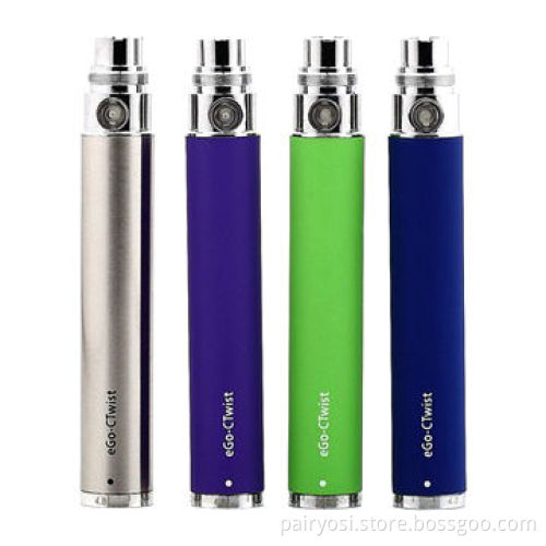 eGo twist battery, 3.2V - 4.8V variable voltages with short circuit protection, one year warranty